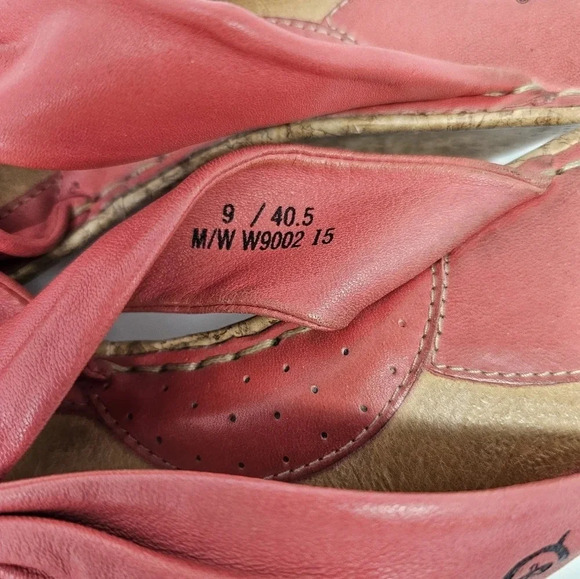Born Drilles Monte Carlo Leather Wedges Sandals Women's Shoe Size. 9 M Pink - Picture 5 of 7